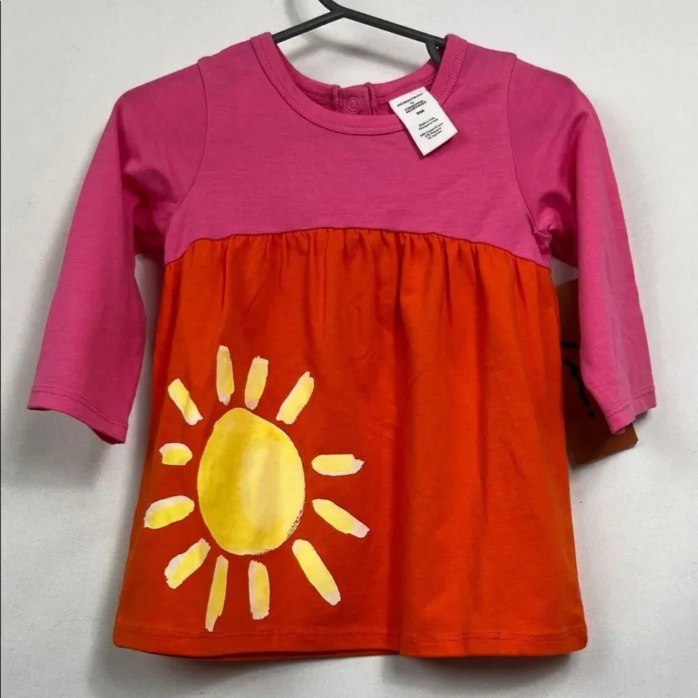 Nordstrom by Christina Martinez pink and orange sun graphic knit dress NWT 9 m